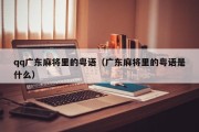 qq广东麻将里的粤语（广东麻将里的粤语是什么）