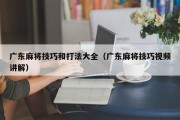 广东麻将技巧和打法大全（广东麻将技巧视频讲解）