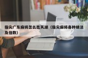 指尖广东麻将怎么出天湖（指尖麻将各种胡法及倍数）