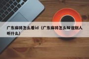 广东麻将怎么看id（广东麻将怎么知道别人听什么）