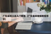 广东麻将小白入门教程（广东麻将视频教程初学）